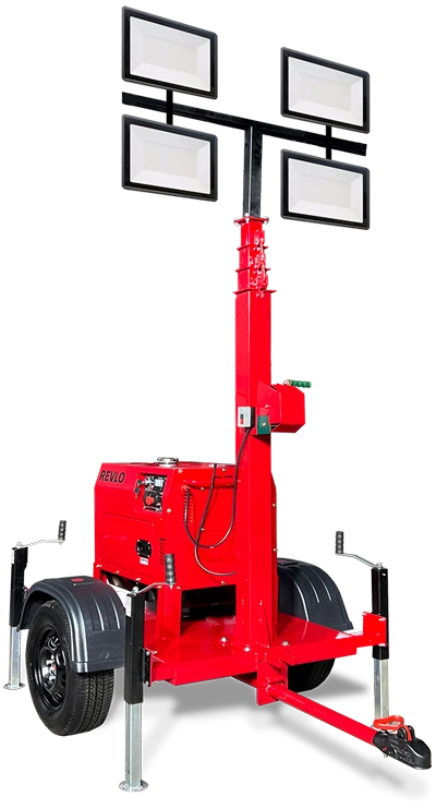 Torre de iluminação a diesel Revlo com gerador integrado e refletores de LED